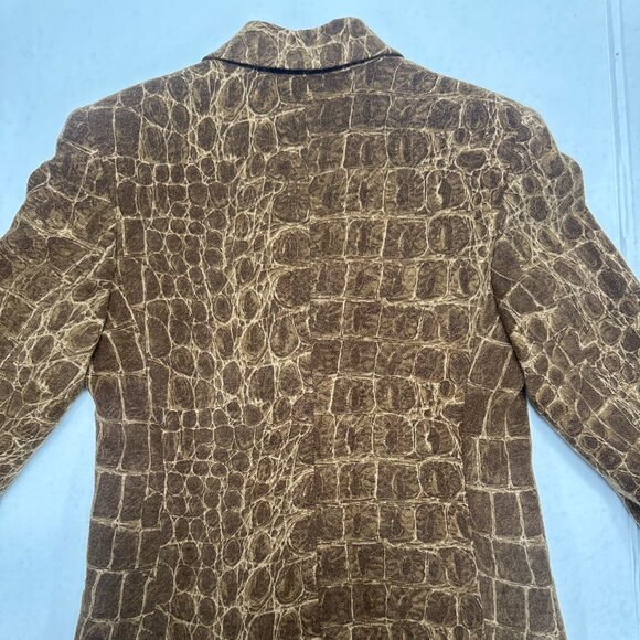 Valentino Miss V Made in Italy Croc Print Blazer Jacket Brown Size 40 (US 6) - Picture 3 of 6